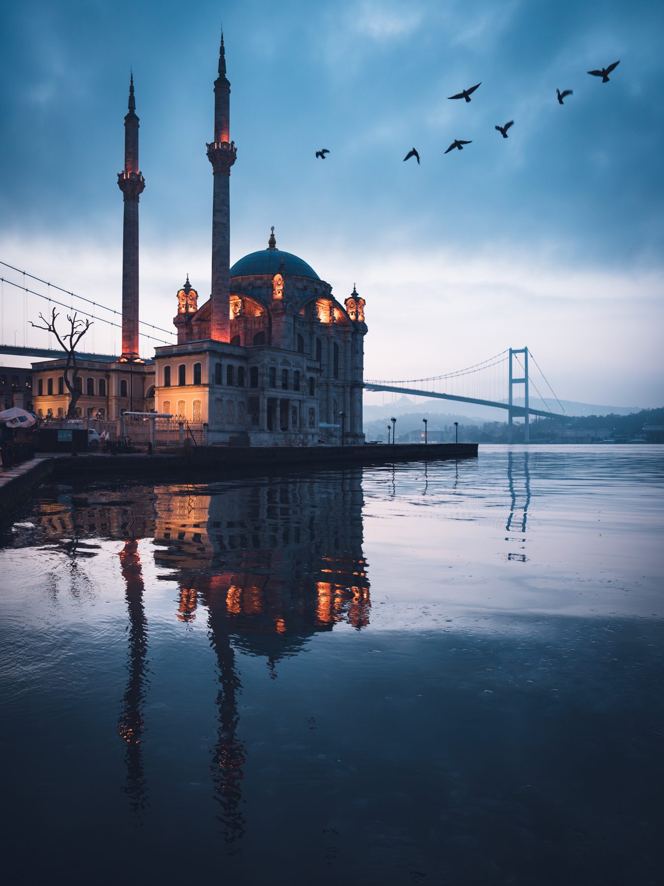 Ortaköy-Moschee in Istanbul zur blauen Stunde